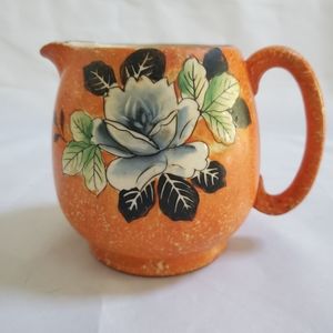 Vintage Orange Spongeware Pitcher Creamer